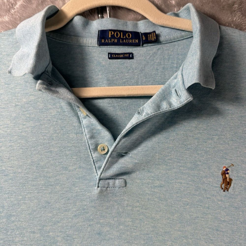 Polo Ralph Lauren Shirt Mens L Blue Flesh Pony Classic Casual